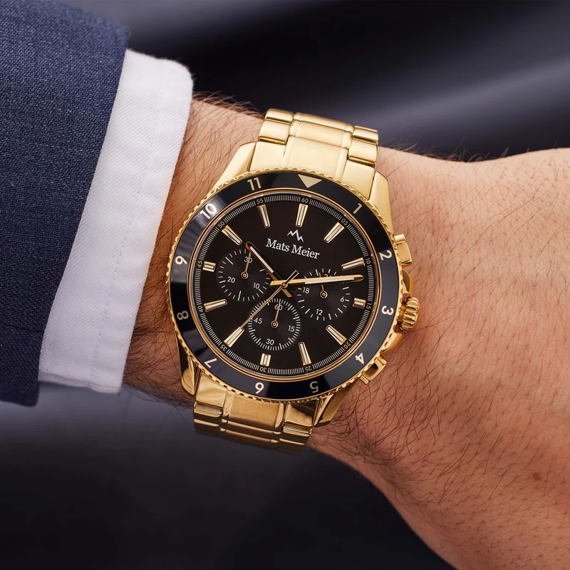 Mats Meier Ponte dei Salti Chronograaf Herenhorloge Goudkleurig en Zwart MM00509