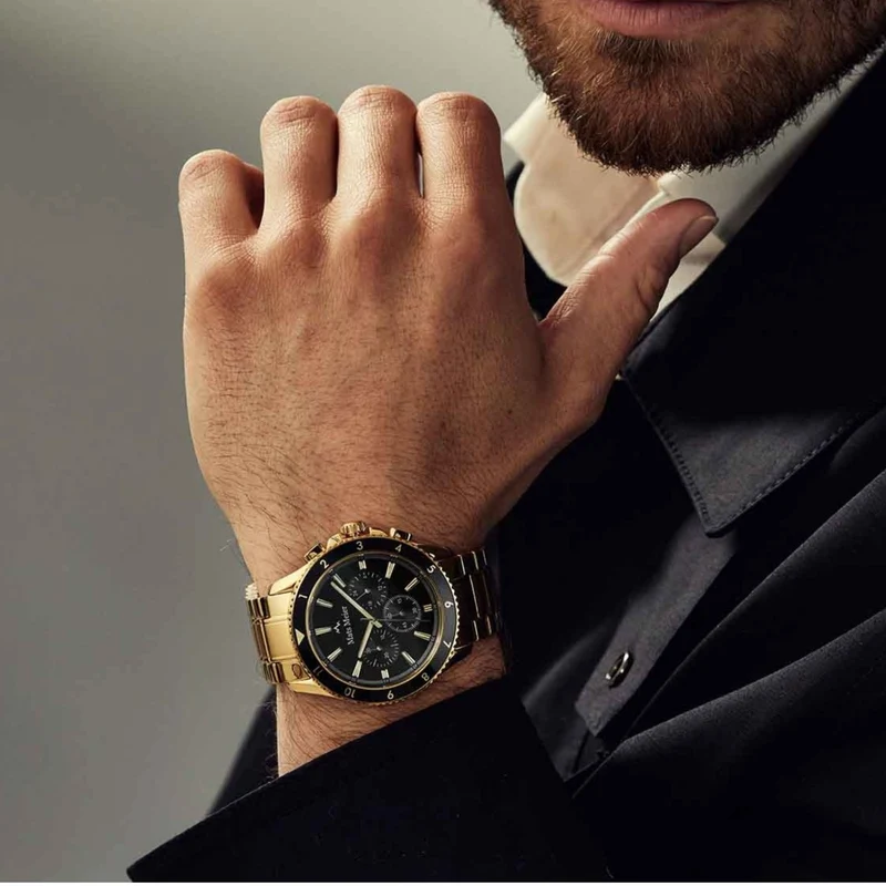Mats Meier Ponte dei Salti Chronograaf Herenhorloge Goudkleurig en Zwart MM00509