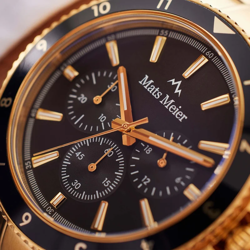 Mats Meier Ponte dei Salti Chronograaf Herenhorloge Goudkleurig en Zwart MM00509