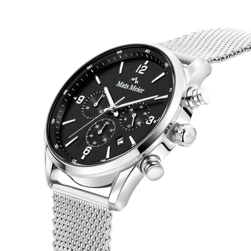 Mats Meier Grand Cornier Chronograaf Herenhorloge Zilverkleurig met Zwart MM00132