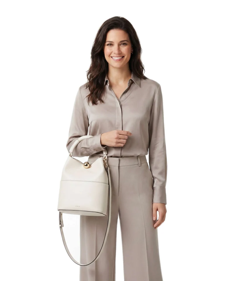 Furla Sfera S Bucket bolso de mano panna/avena