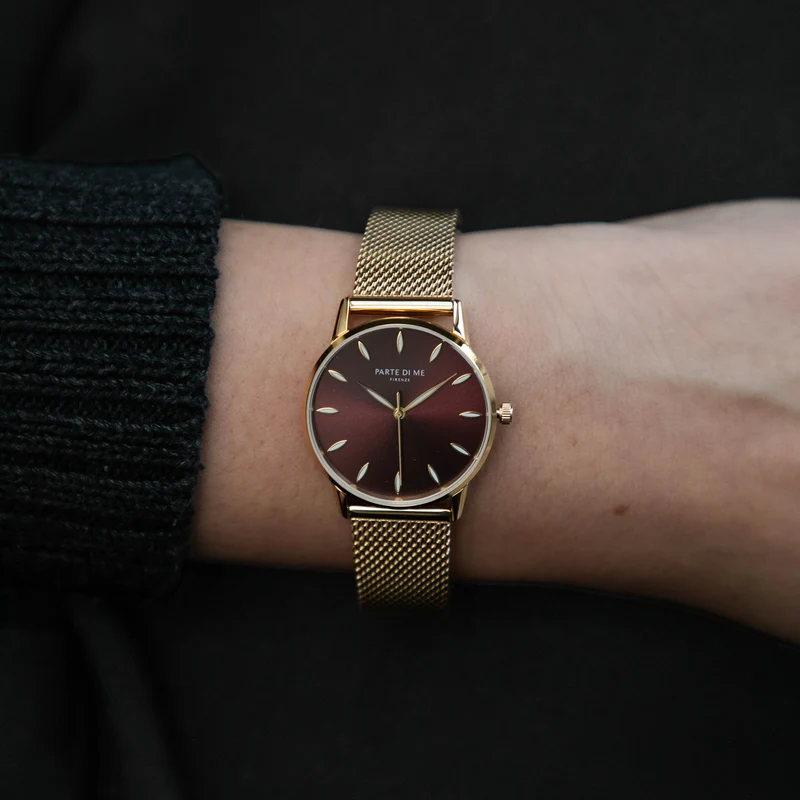 Parte Di Me Orologio rond dames horloge goudkleurig en donkerbruin PDM09055