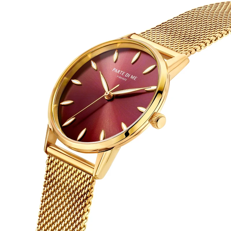 Parte Di Me Orologio rond dames horloge goudkleurig en donkerbruin PDM09055