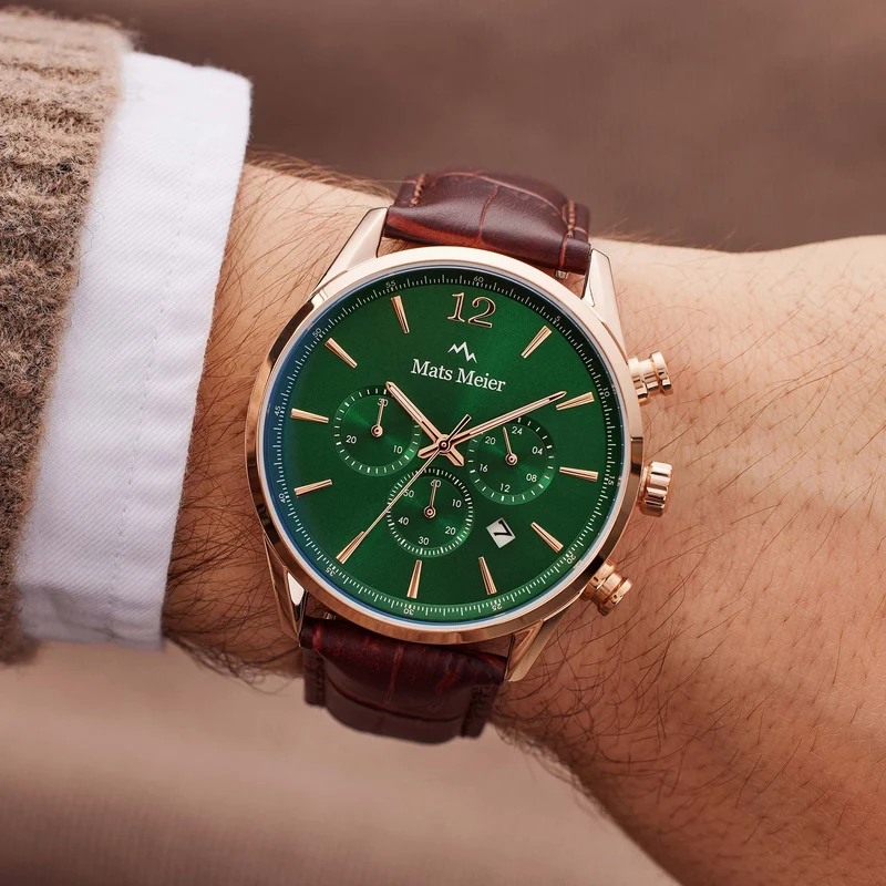 Mats Meier Grand Cornier Chrono Groen/Rosegoudkleurig horloge MM00114