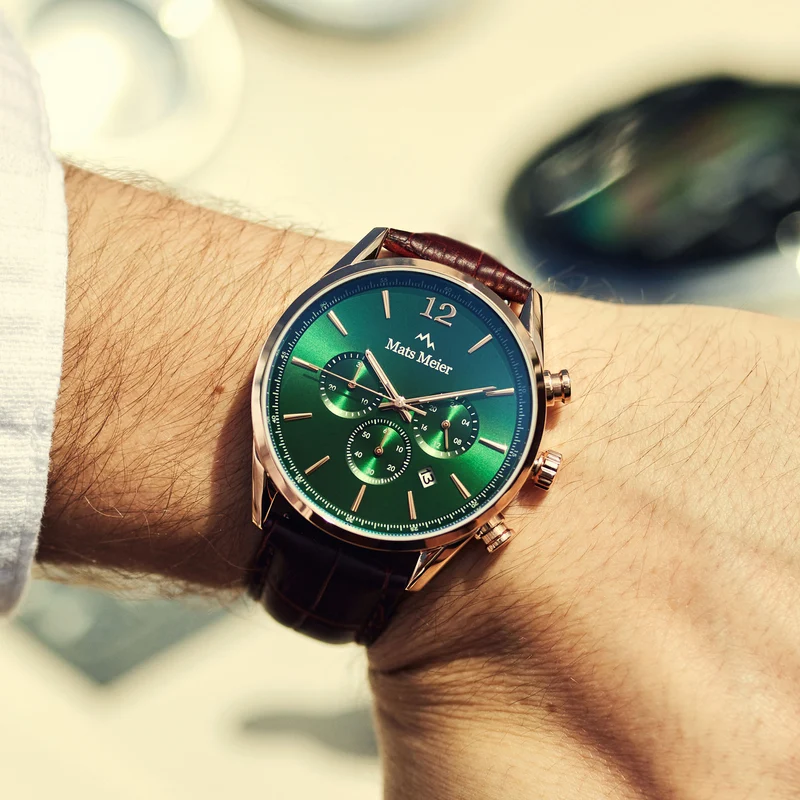 Mats Meier Grand Cornier Chrono Groen/Rosegoudkleurig horloge MM00114