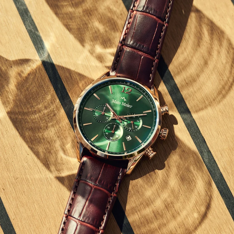 Mats Meier Grand Cornier Chrono Groen/Rosegoudkleurig horloge MM00114