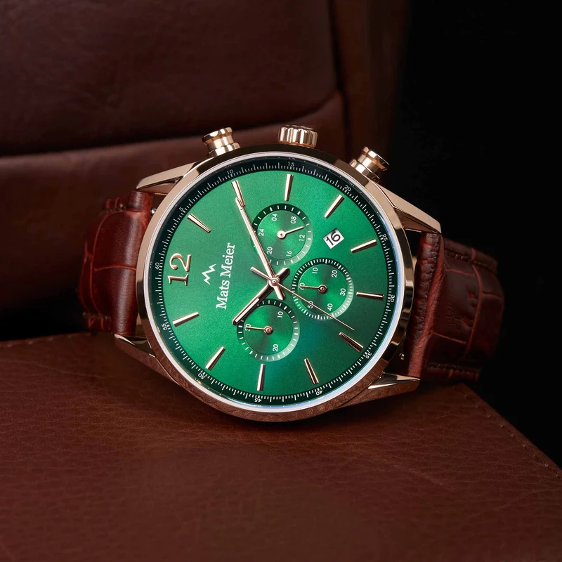Mats Meier Grand Cornier Chrono Groen/Rosegoudkleurig horloge MM00114