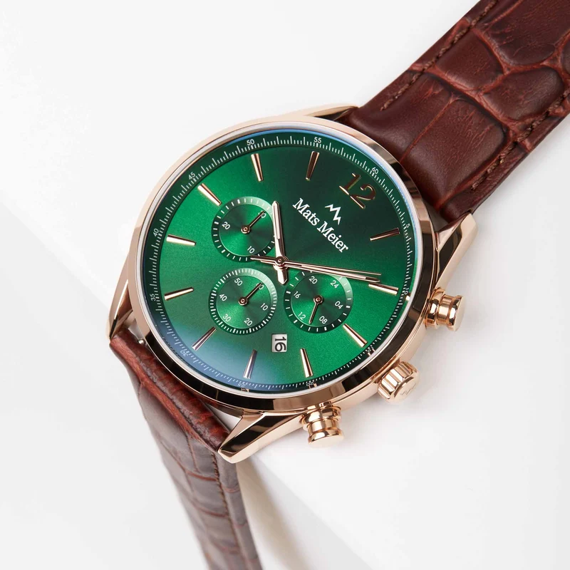 Mats Meier Grand Cornier Chrono Groen/Rosegoudkleurig horloge MM00114