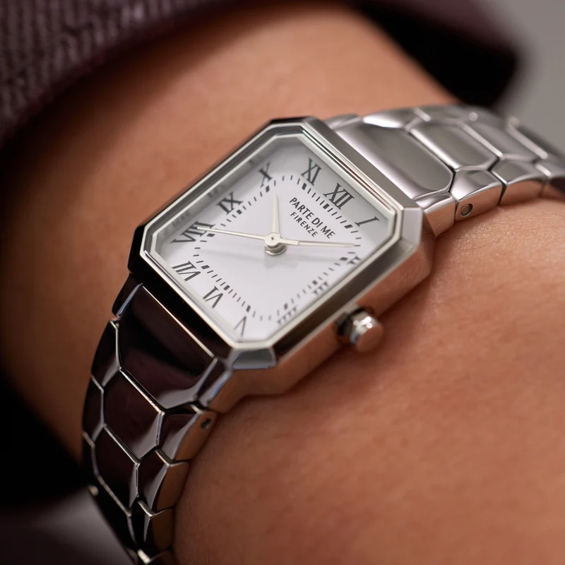 Parte di Me Orologio vierkant dameshorloge zilverkleurig en wit PDM09027