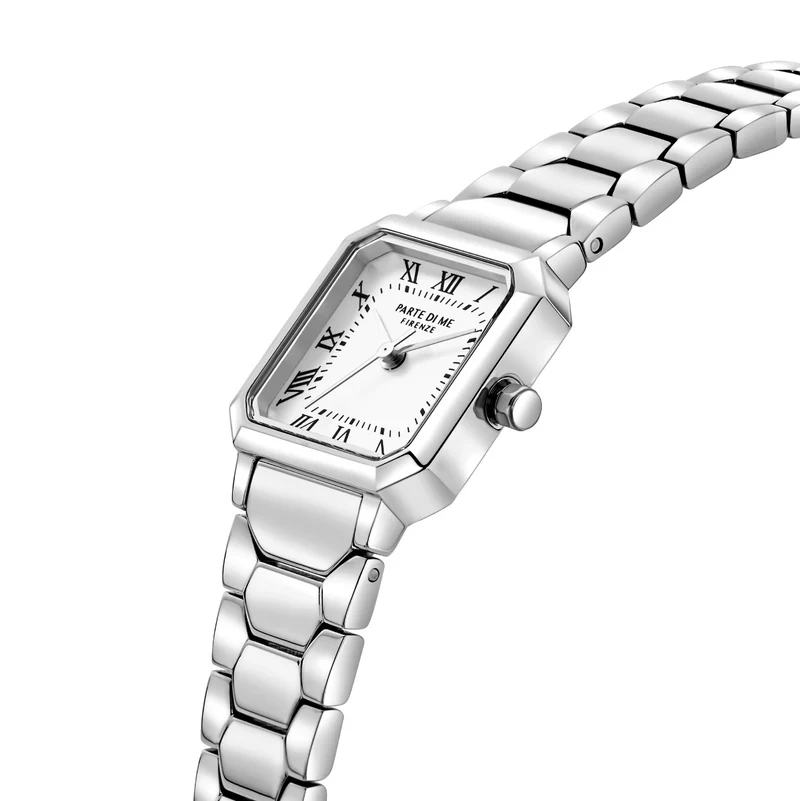 Parte di Me Orologio vierkant dameshorloge zilverkleurig en wit PDM09027