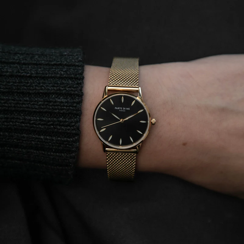 Parte Di Me Orologio rond dames horloge goudkleurig en zwart PDM09052