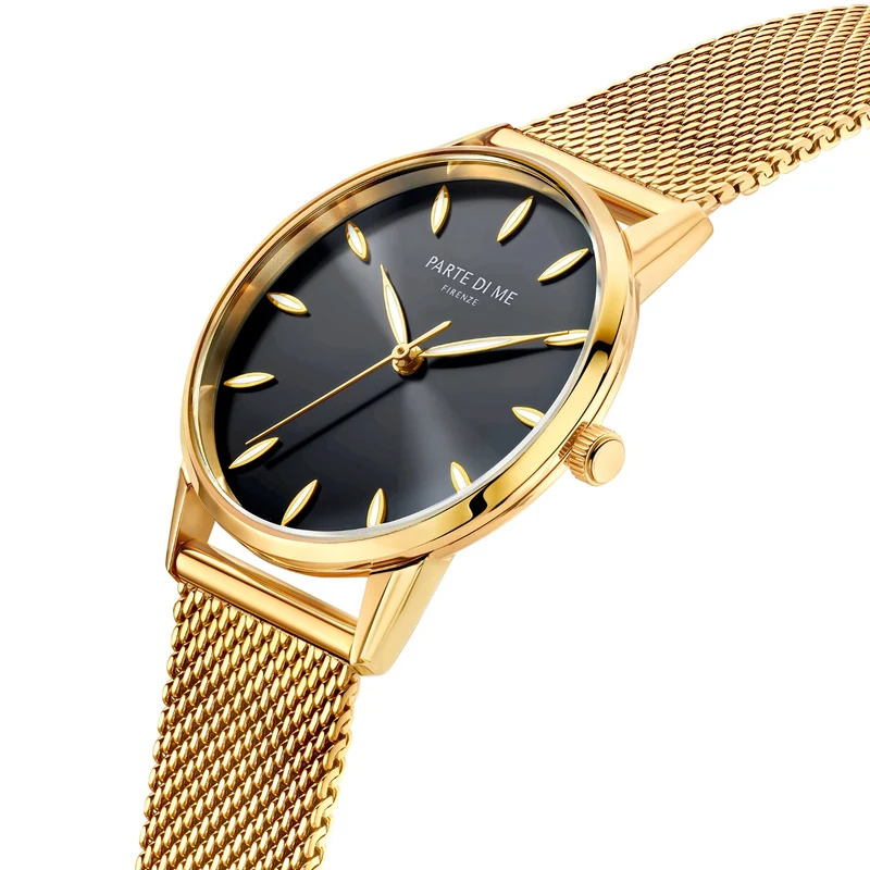 Parte Di Me Orologio rond dames horloge goudkleurig en zwart PDM09052