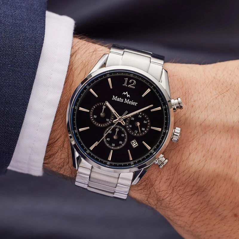 Mats Meier Grand Cornier Chrono Zwart/Zilverkleurig horloge MM00110