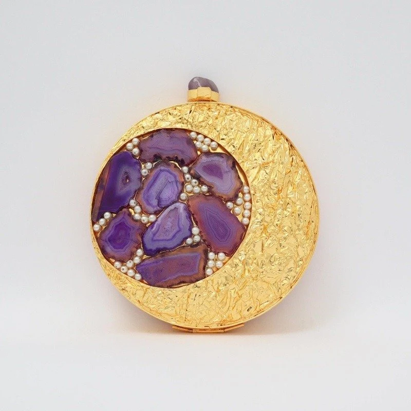 Clutch Deluxe Circular Manipur Morado y perlas
