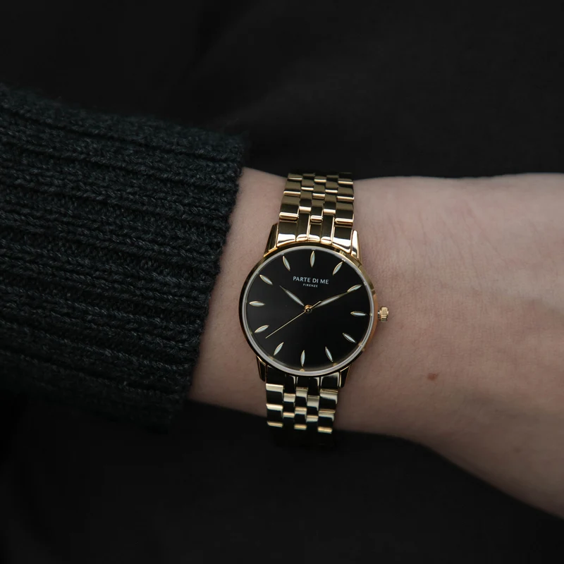 Parte Di Me Orologio rond dames horloge goudkleurig en zwart PDM09044
