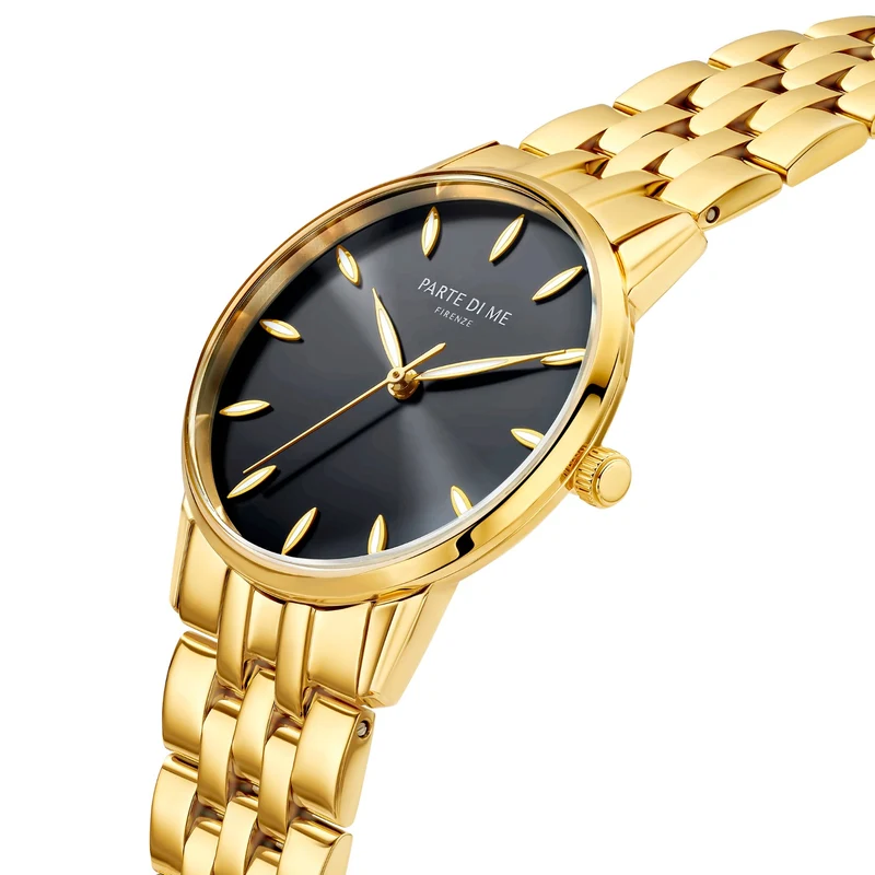 Parte Di Me Orologio rond dames horloge goudkleurig en zwart PDM09044