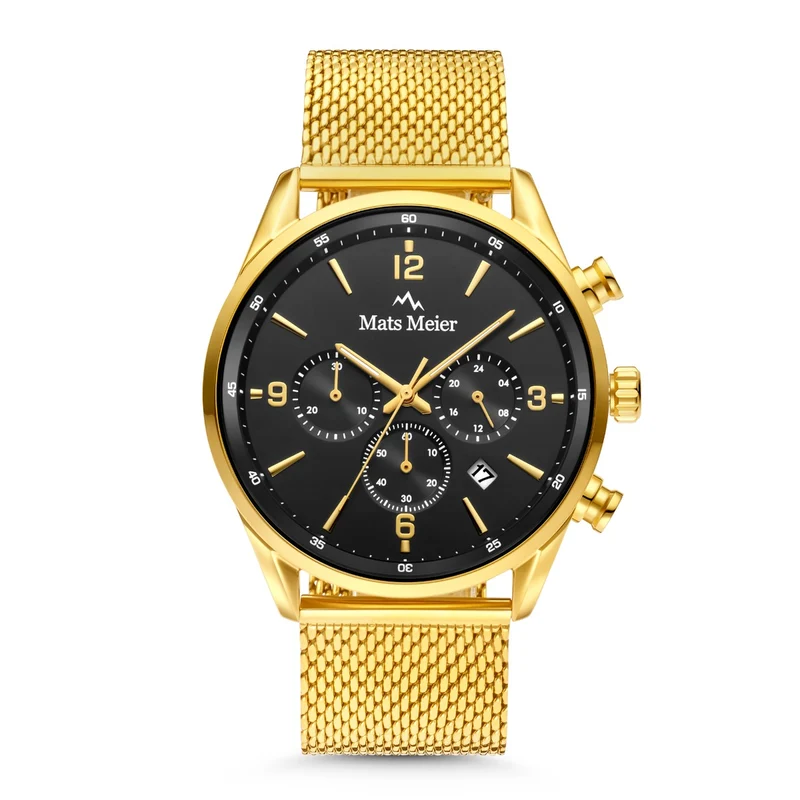 Mats Meier Grand Cornier Chronograaf Herenhorloge Goudkleurig met Zwart MM00138