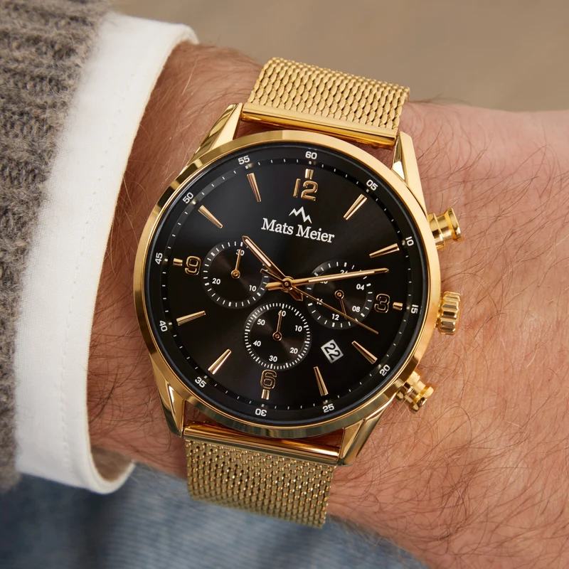 Mats Meier Grand Cornier Chronograaf Herenhorloge Goudkleurig met Zwart MM00138