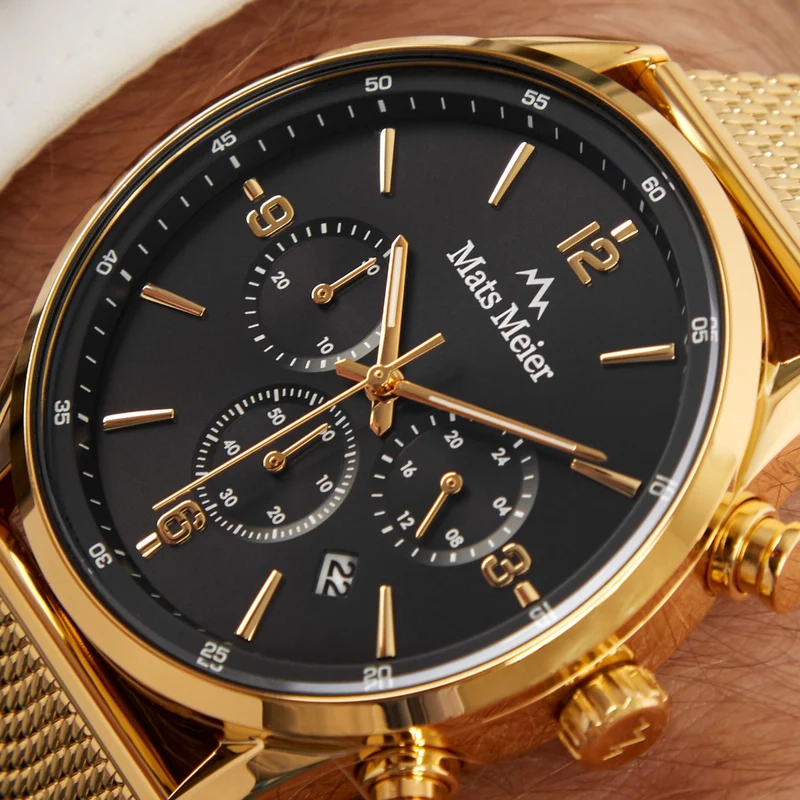 Mats Meier Grand Cornier Chronograaf Herenhorloge Goudkleurig met Zwart MM00138