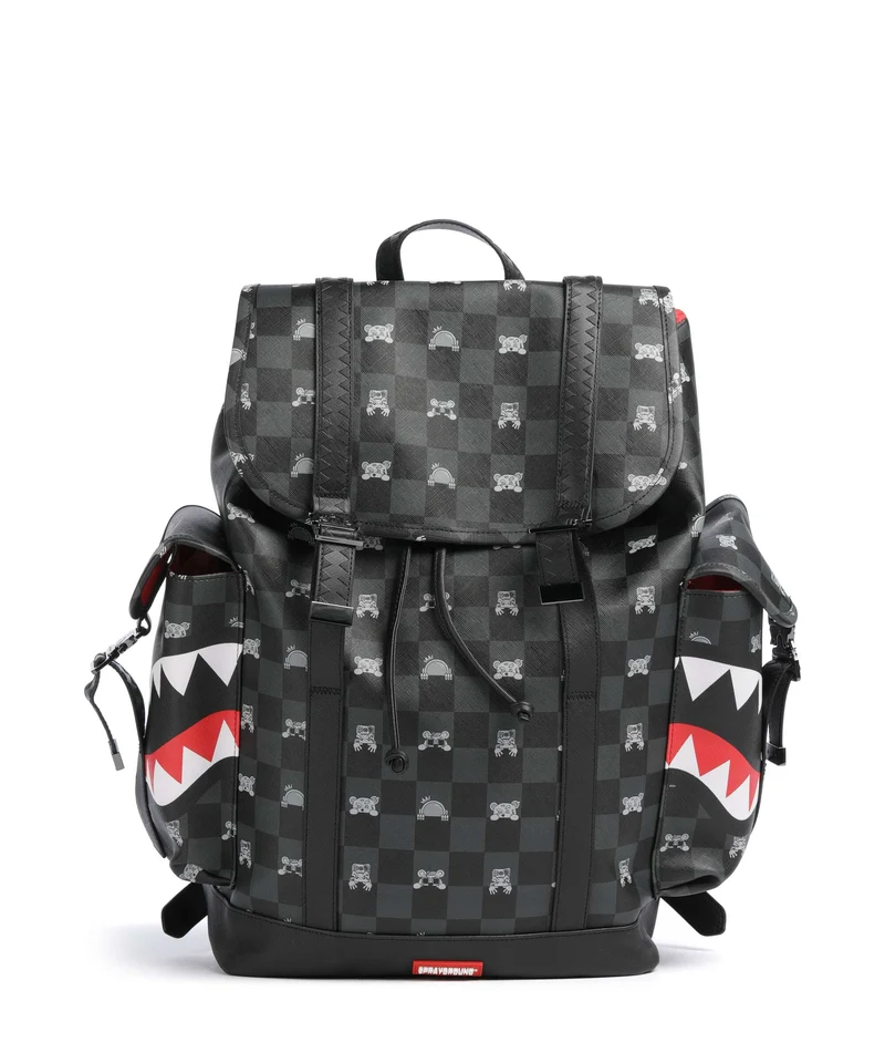Sprayground Gray Peeking Character Check Monte Carlo Mochila black/gray