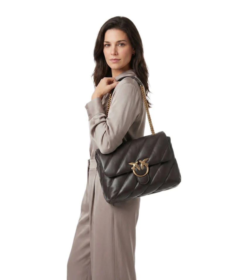 Pinko Love Puff Big Bolso de hombro marrone marasca/antique gold