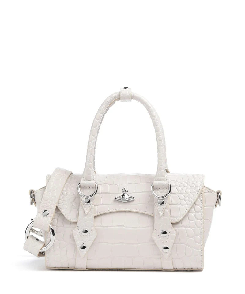 Vivienne Westwood Bettina Embossed Croc Mini Bolso de mano pearl white
