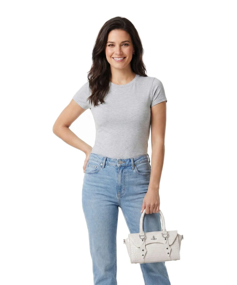Vivienne Westwood Bettina Embossed Croc Mini Bolso de mano pearl white