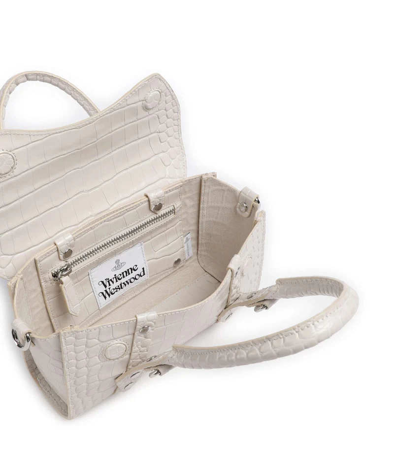 Vivienne Westwood Bettina Embossed Croc Mini Bolso de mano pearl white