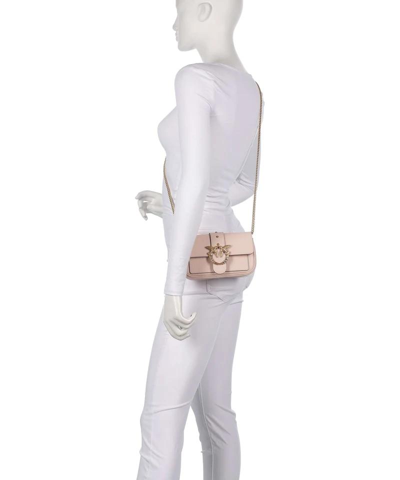 Pinko Love One Pocket New Buckle Bandolera rosa cammeo/antique gold