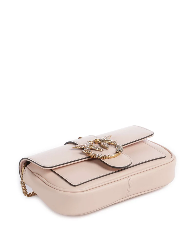Pinko Love One Pocket New Buckle Bandolera rosa cammeo/antique gold