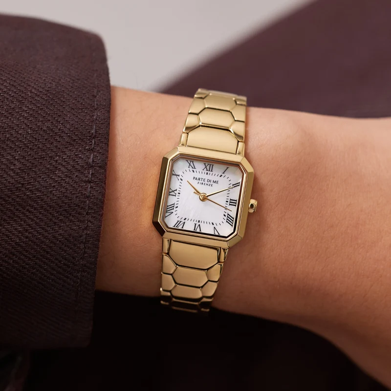 Parte di Me Orologio vierkant dameshorloge goudkleurig met parelmoer