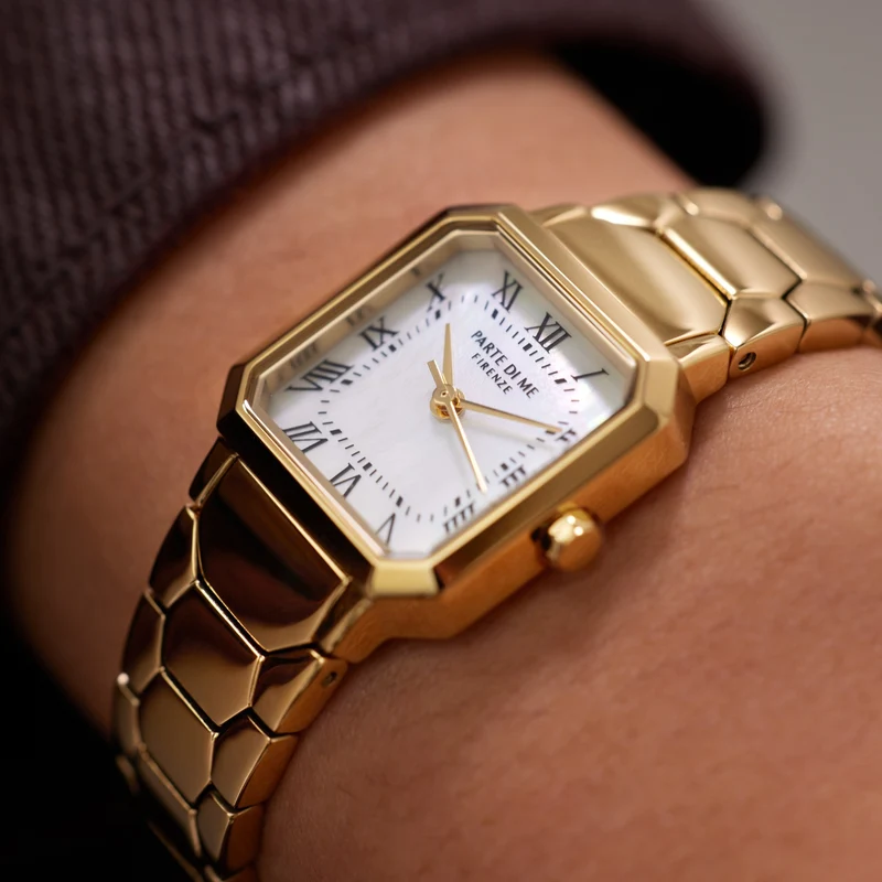 Parte di Me Orologio vierkant dameshorloge goudkleurig met parelmoer