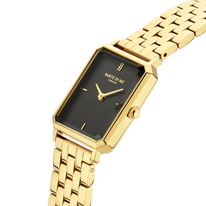 Parte Di Me Orologio Rechthoekig Dameshorloge Goudkleurig en Zwart PDM09001