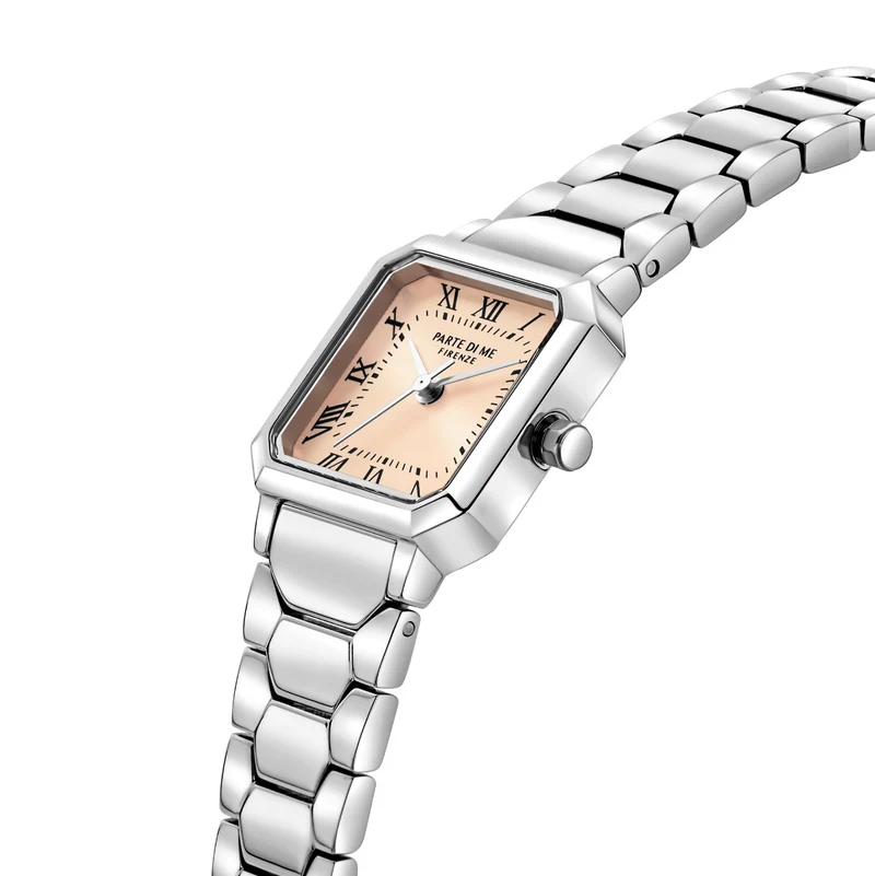 Parte di Me Orologio vierkant dameshorloge zilverkleurig en taupe PDM09028