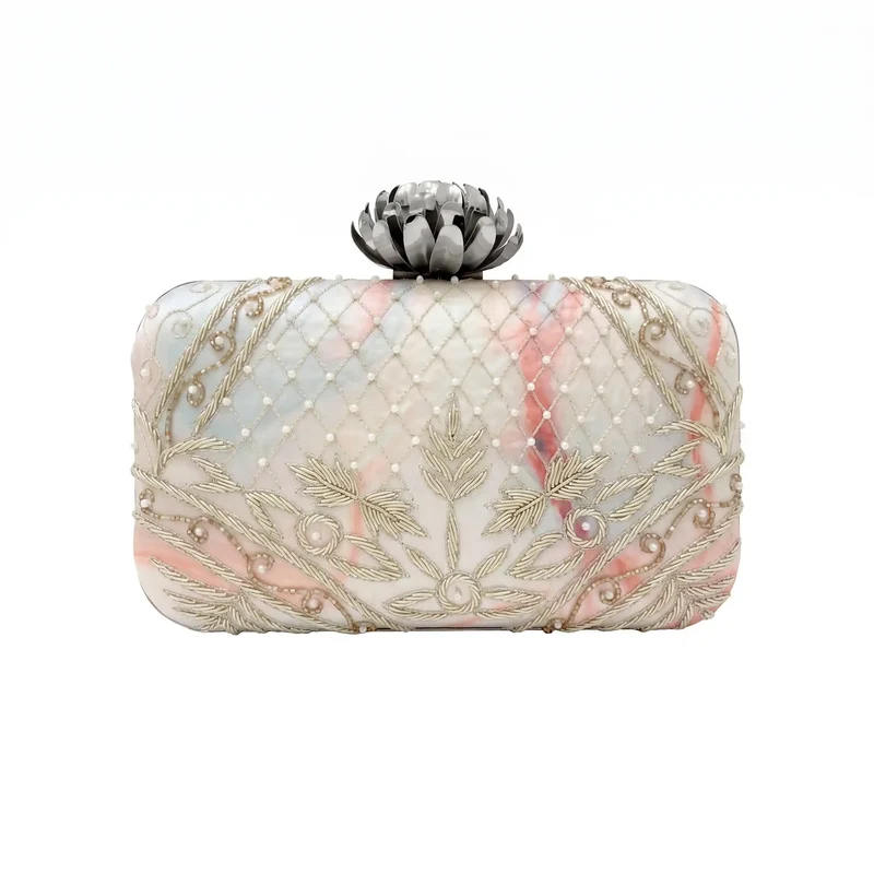 Bolso Loto Rangiroa Plata Gris y Coral