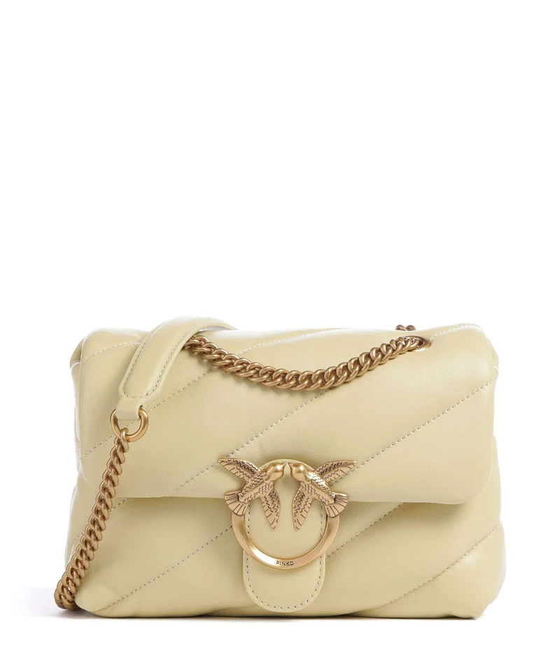 Pinko Love Puff Mini Bolso de hombro giallo vaniglia/antique gold