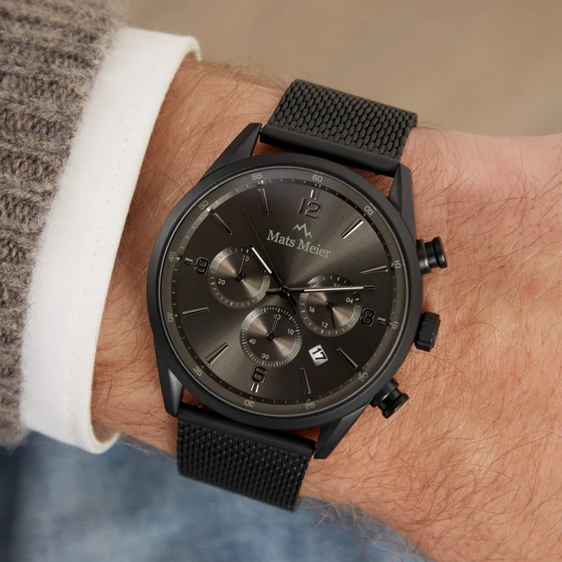 Mats Meier Grand Cornier Chronograaf Herenhorloge Mat Zwart MM00137