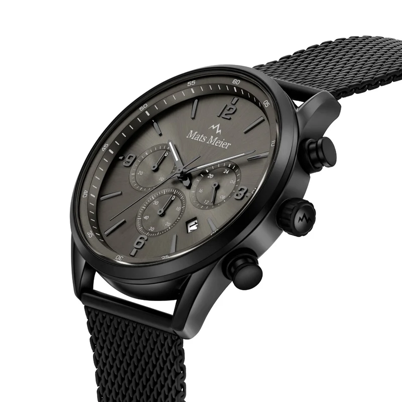 Mats Meier Grand Cornier Chronograaf Herenhorloge Mat Zwart MM00137