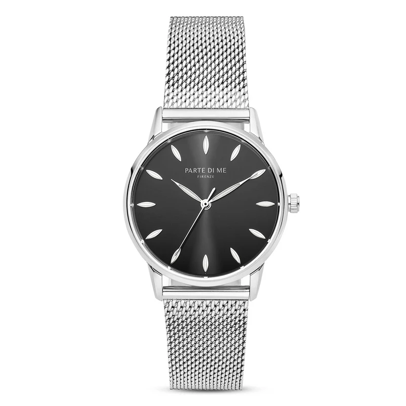 Parte Di Me Orologio rond dames horloge zilverkleurig en zwart PDM09056