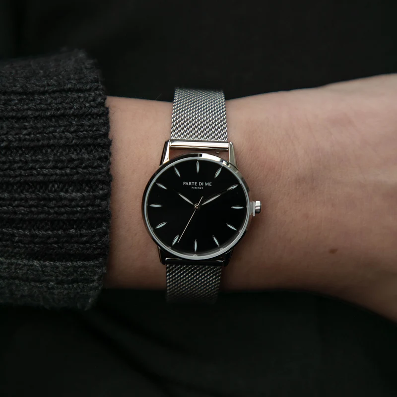 Parte Di Me Orologio rond dames horloge zilverkleurig en zwart PDM09056
