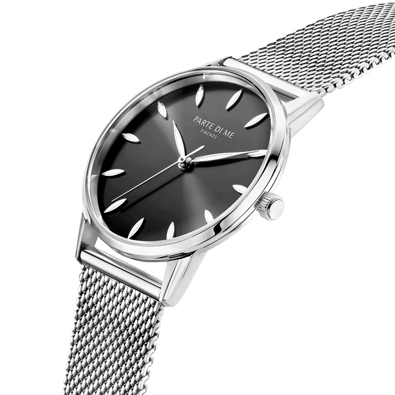 Parte Di Me Orologio rond dames horloge zilverkleurig en zwart PDM09056