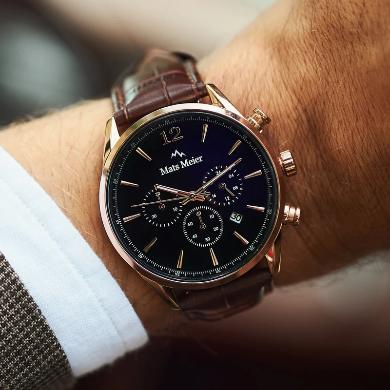 Mats Meier Grand Cornier Chrono Zwart/Bruine Horloge MM00101