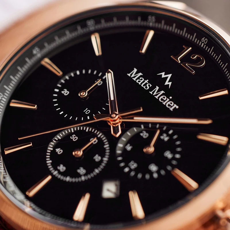 Mats Meier Grand Cornier Chrono Zwart/Bruine Horloge MM00101