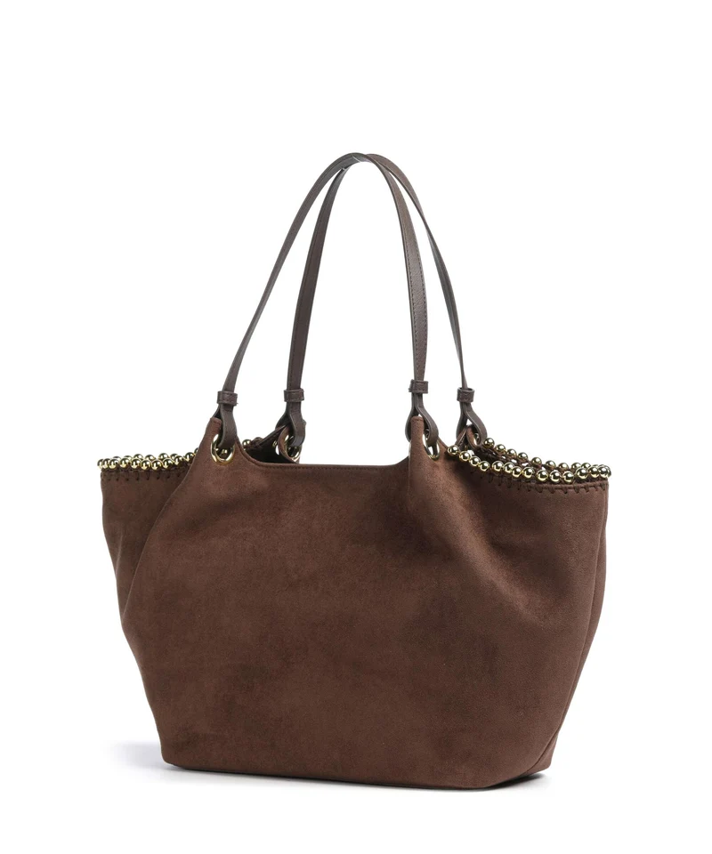 Love Moschino Gold Bead Bolsa shopping cioccolato