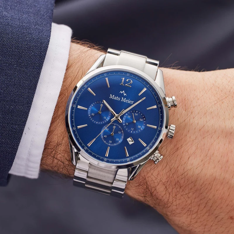 Mats Meier Grand Cornier Chrono Blauw/Zilverkleurig horloge MM00108