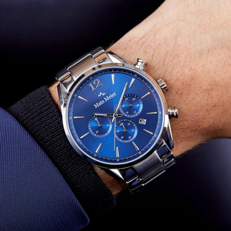 Mats Meier Grand Cornier Chrono Blauw/Zilverkleurig horloge MM00108