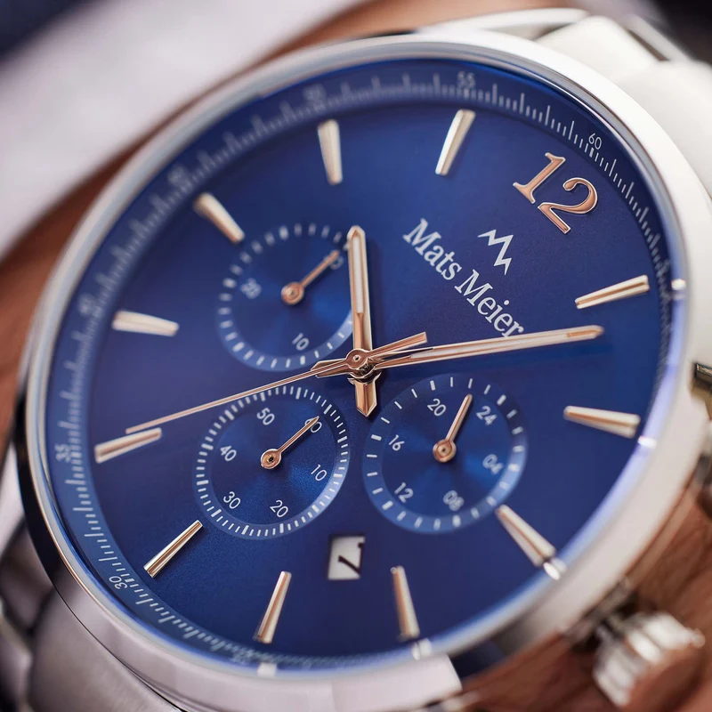 Mats Meier Grand Cornier Chrono Blauw/Zilverkleurig horloge MM00108