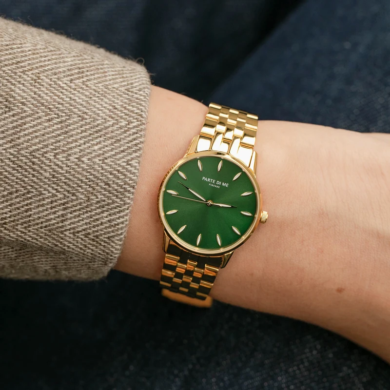 Parte Di Me Orologio rond dames horloge goudkleurig en groen PDM09046