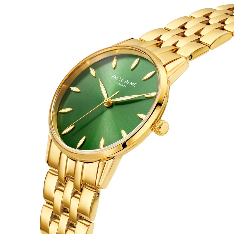 Parte Di Me Orologio rond dames horloge goudkleurig en groen PDM09046