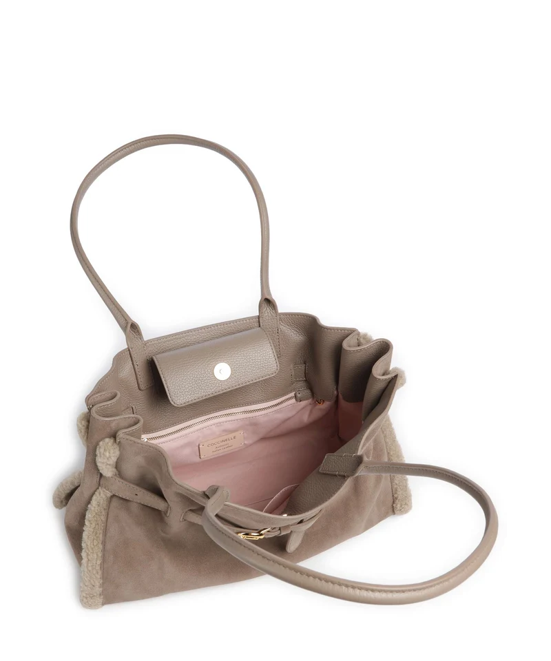 Coccinelle Sabine Soft Suede Bolsa shopping warm taupe